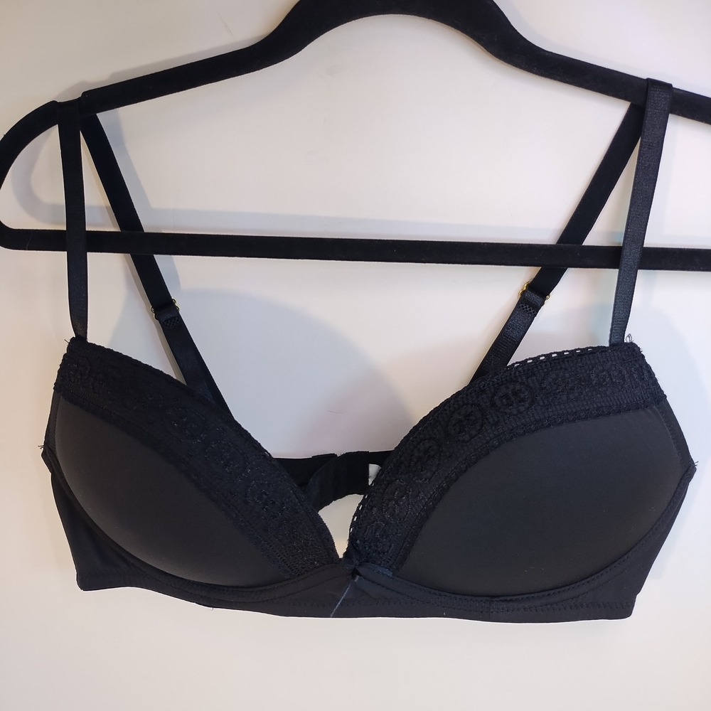 Inner Sense Black Lace Trim Padded Underwire Bra 36C ZM1002
